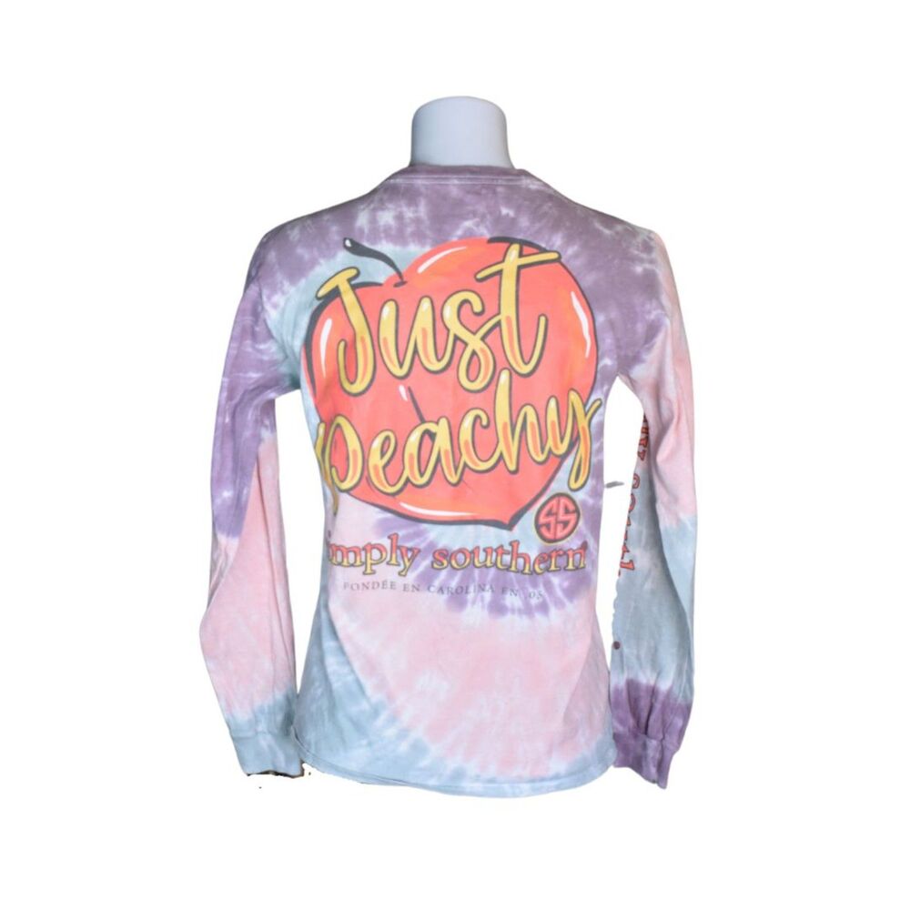 Simply Southern Just Peachy Tie Dye Tee Long Sleeve Small